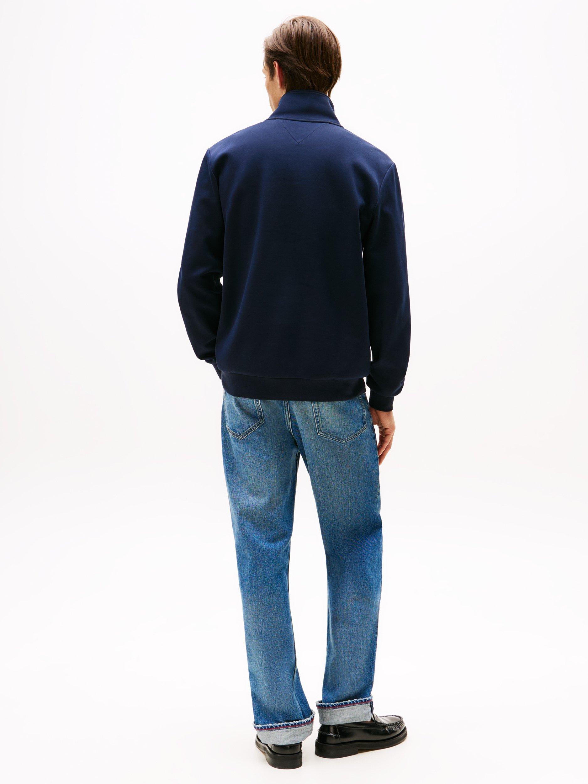 Product image 2 of 5, which shows Tommy Hilfiger Intechno Knit Quarter-Zip Jumper, Desert Sky, S