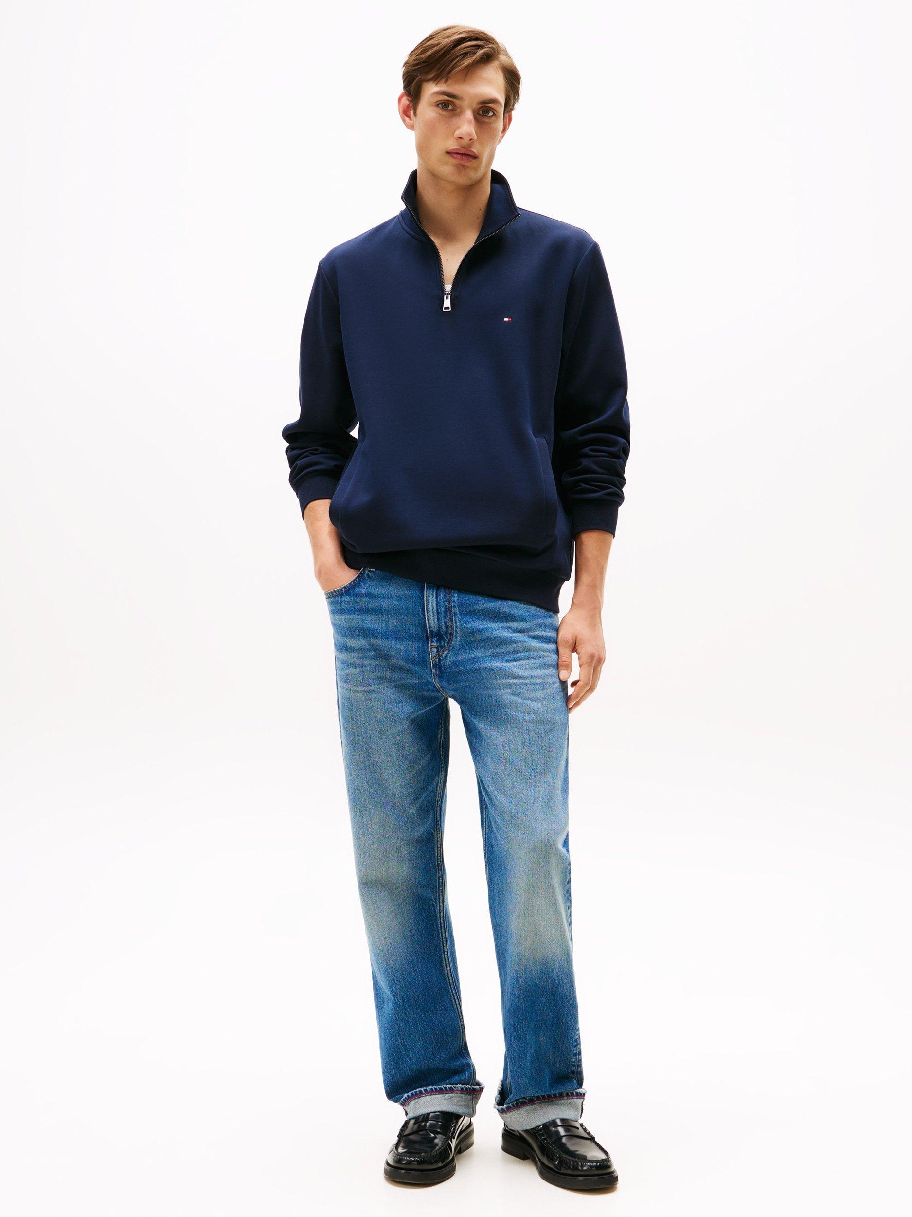 Product image 3 of 5, which shows Tommy Hilfiger Intechno Knit Quarter-Zip Jumper, Desert Sky, S