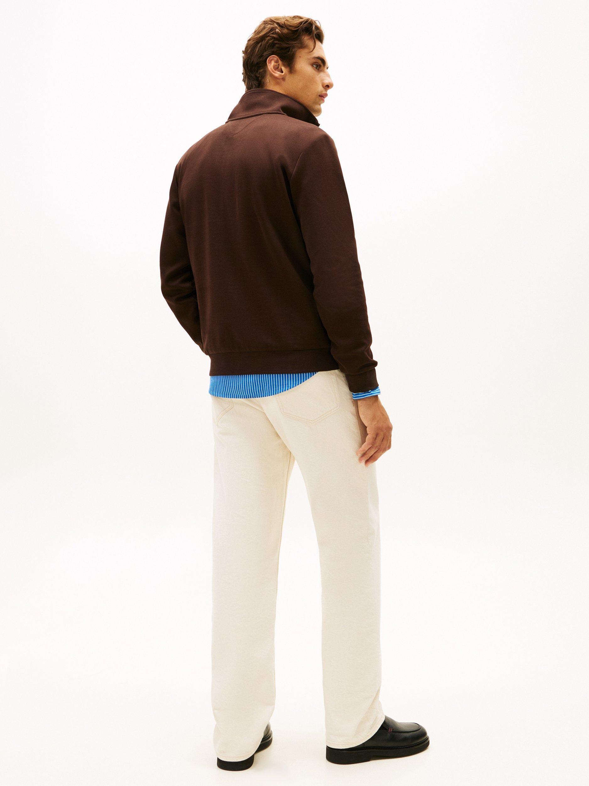 Product image 2 of 5, which shows Tommy Hilfiger Intechno Knit Quarter-Zip Jumper, Chocolate, S