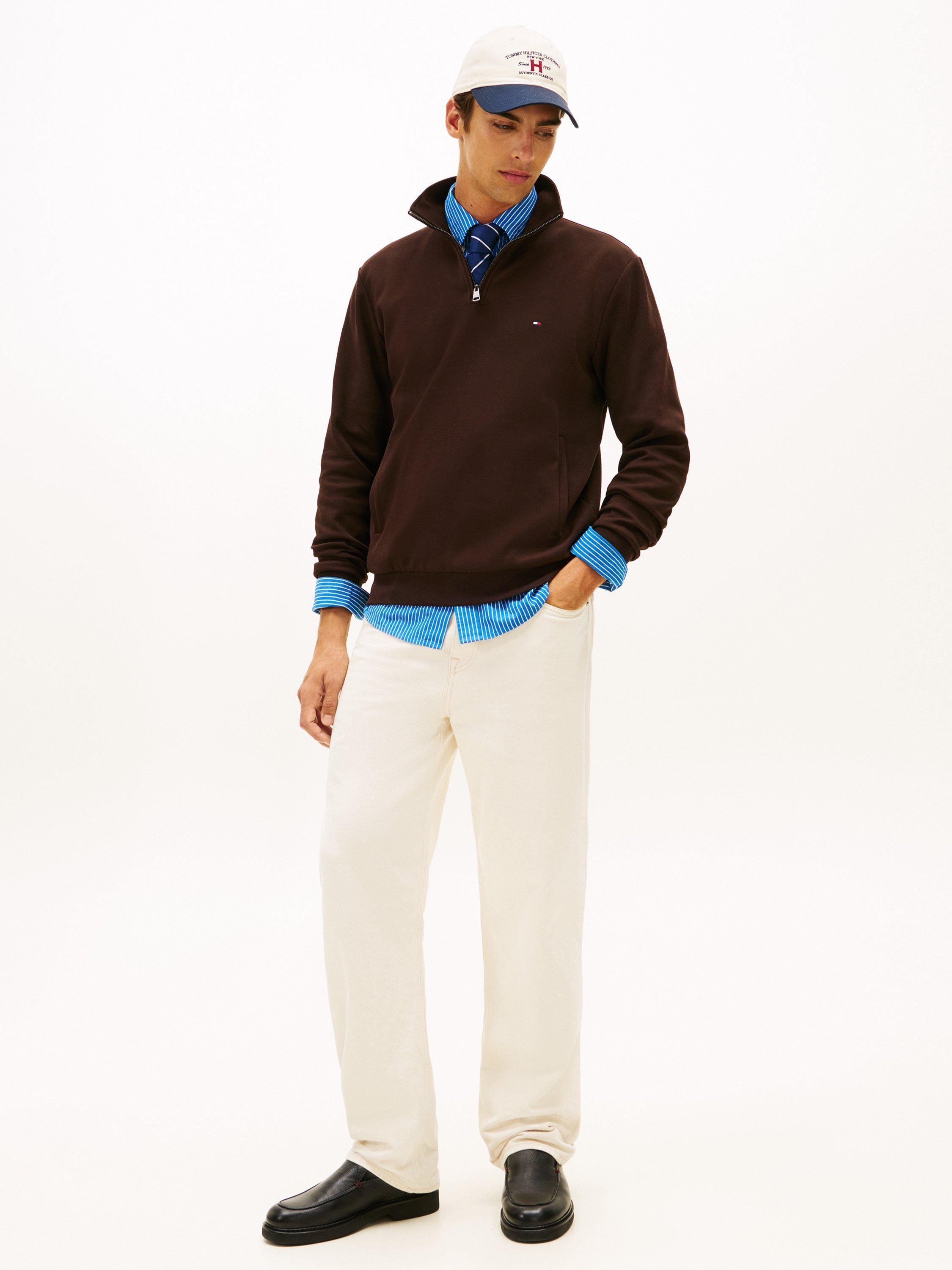 Product image 3 of 5, which shows Tommy Hilfiger Intechno Knit Quarter-Zip Jumper, Chocolate, S