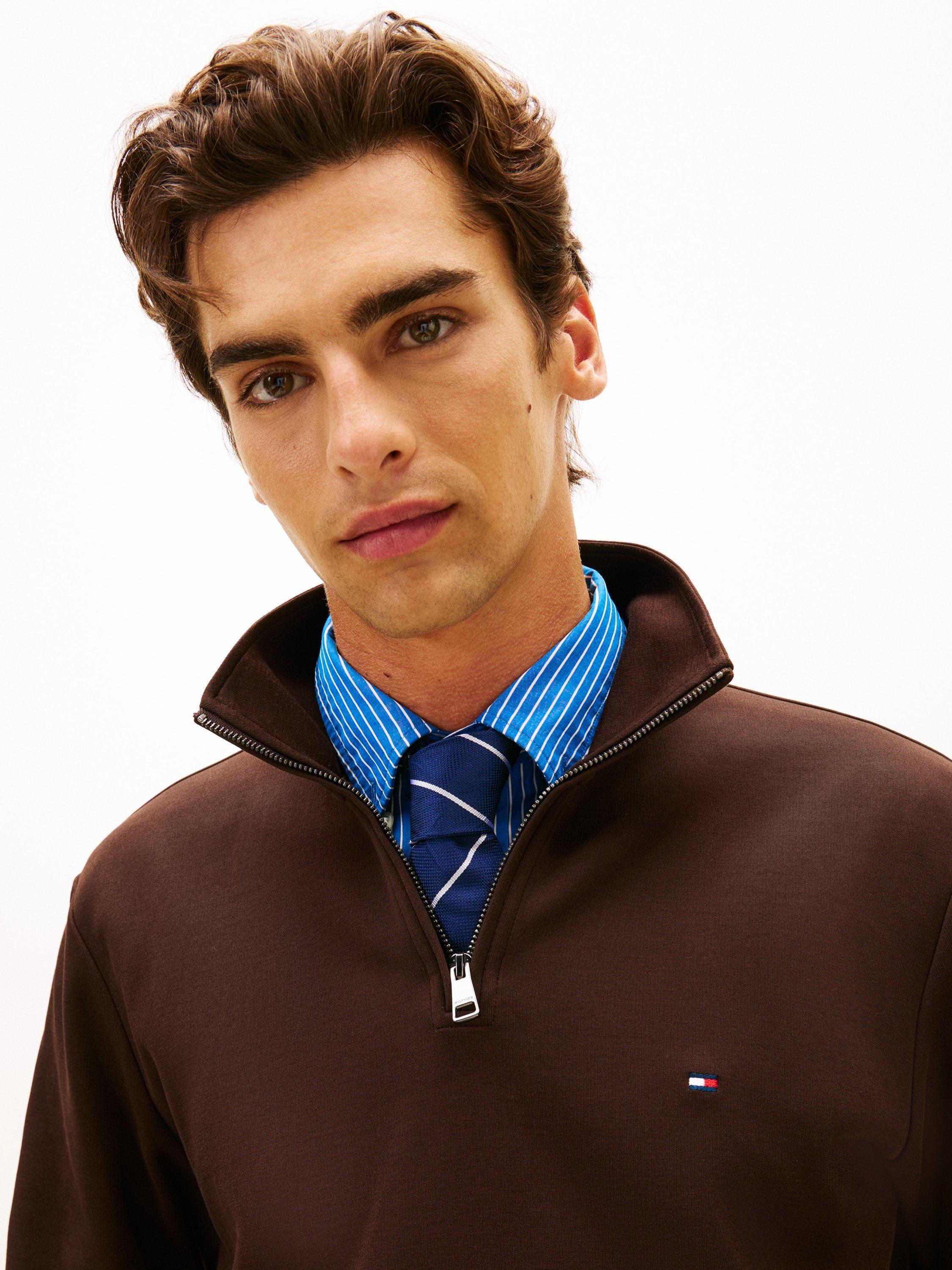 Product image 4 of 5, which shows Tommy Hilfiger Intechno Knit Quarter-Zip Jumper, Chocolate, S