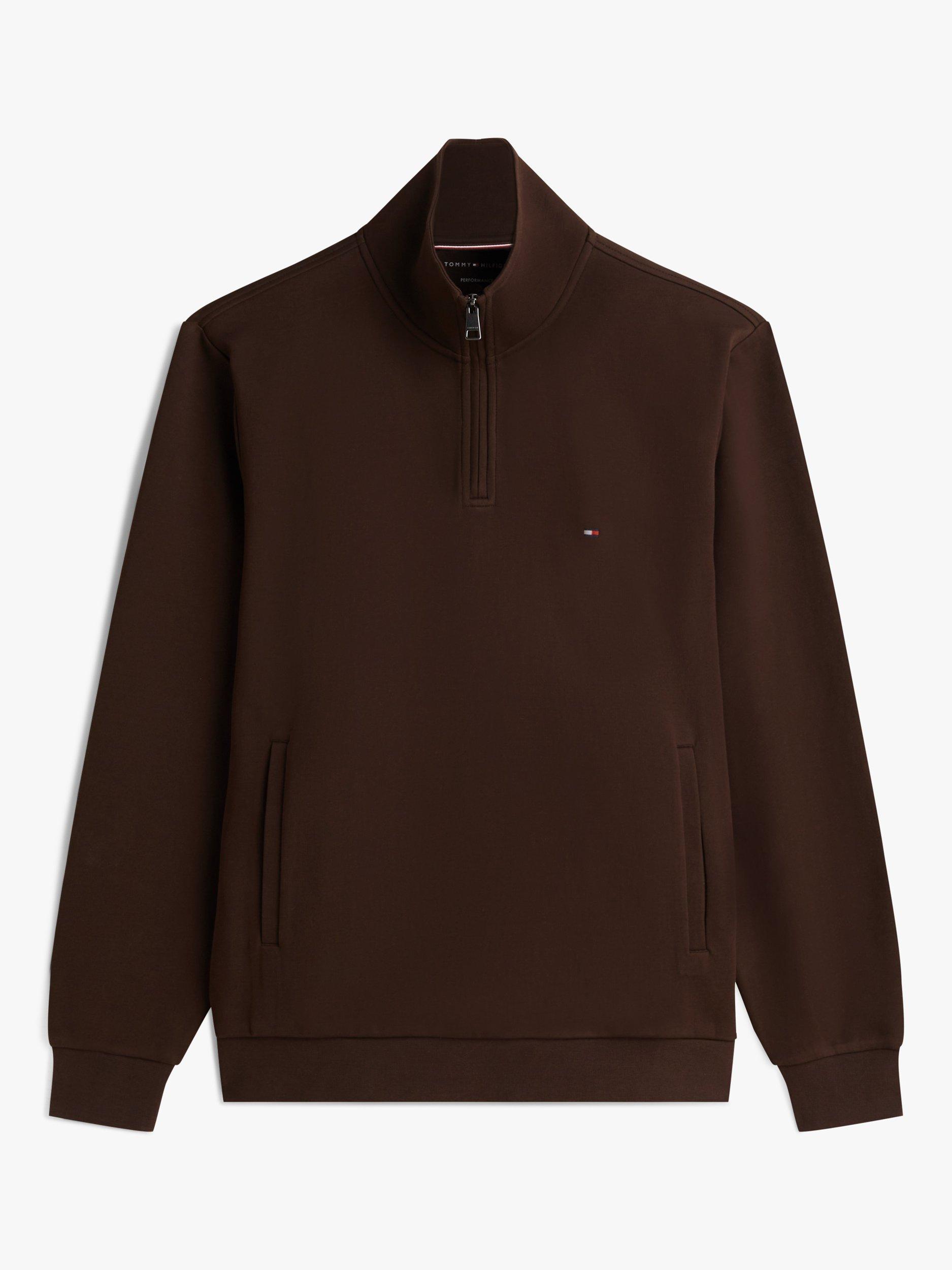 Product image 5 of 5, which shows Tommy Hilfiger Intechno Knit Quarter-Zip Jumper, Chocolate, S