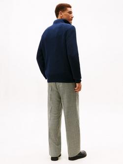 Tommy Hilfiger Fisherman Rib Half-Zip Mock Neck Jumper - view 2, Dark Night Navy