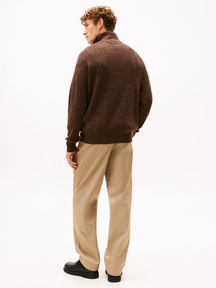 Tommy Hilfiger Fisherman Rib Half-Zip Mock Neck Jumper - view 2, Highland Khaki