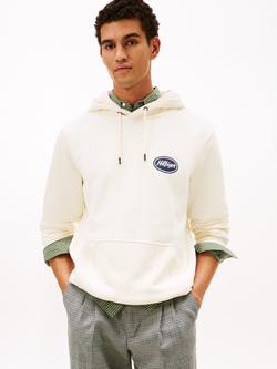 Tommy Hilfiger Cotton Service Station Logo Hoodie, Ivory Petal, Ivory Petal