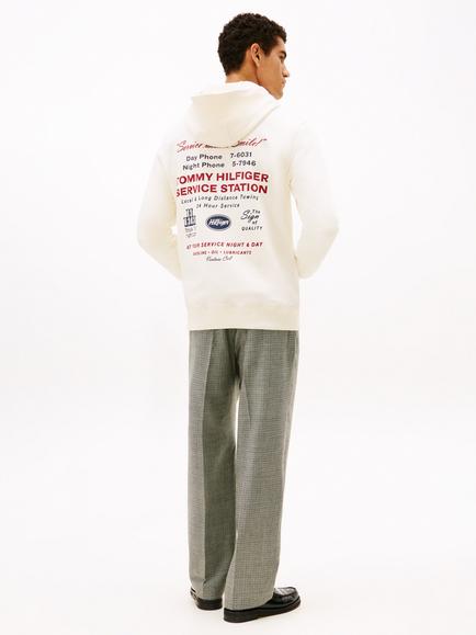 Tommy Hilfiger Cotton Service Station Logo Hoodie, Ivory Petal - view 2, Ivory Petal