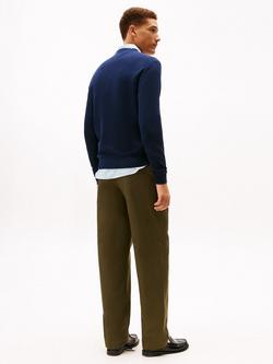 Tommy Hilfiger Cotton Textured Crew Neck Structured Jumper - view 2, Dark Night Navy