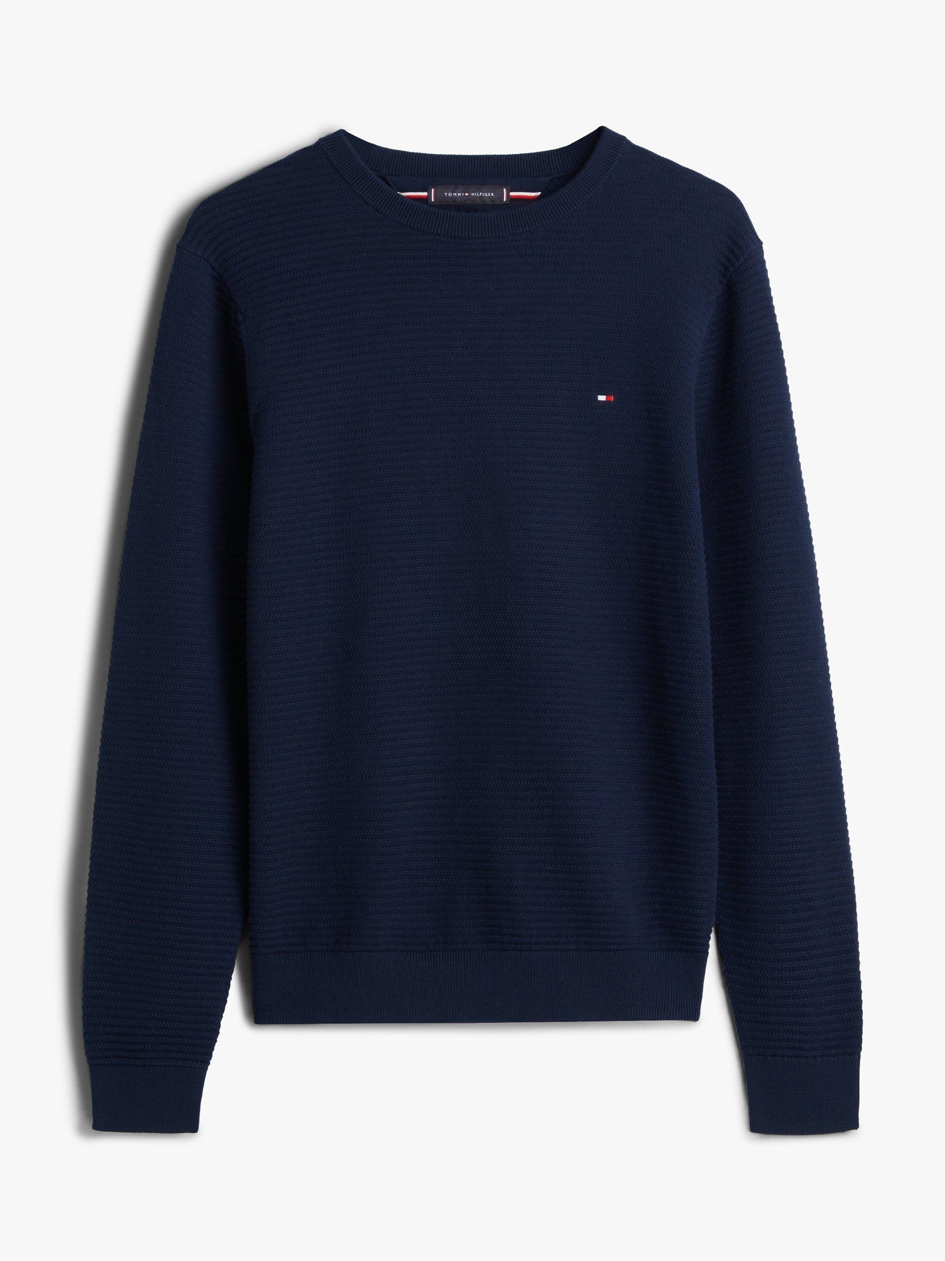 Product image 5 of 5, which shows Tommy Hilfiger Cotton Textured Crew Neck Structured Jumper, Dark Night Navy, XS