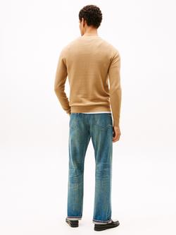 Tommy Hilfiger Cotton Textured Crew Neck Structured Jumper - view 2, Safari Canvas