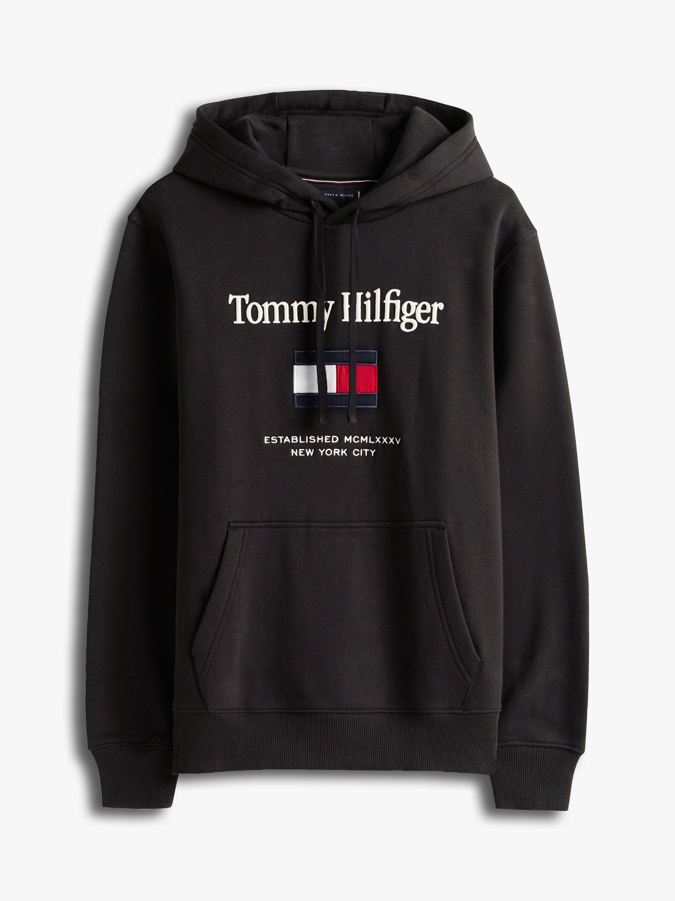 Product image 5 of 5, which shows Tommy Hilfiger Cotton Blend Embroidered Flag Hoodie, Black, XS
