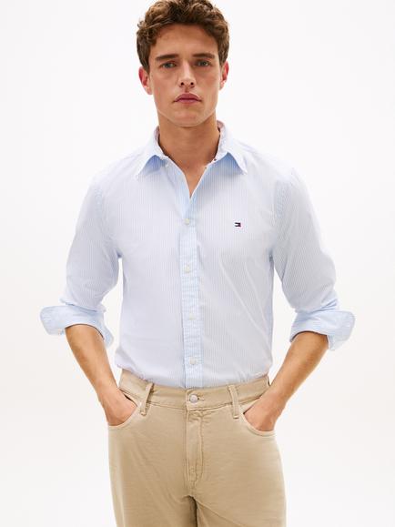 Tommy Hilfiger Core Flex Cotton Regular Fit Stripe Shirt, Sweet Blue, Sweet Blue