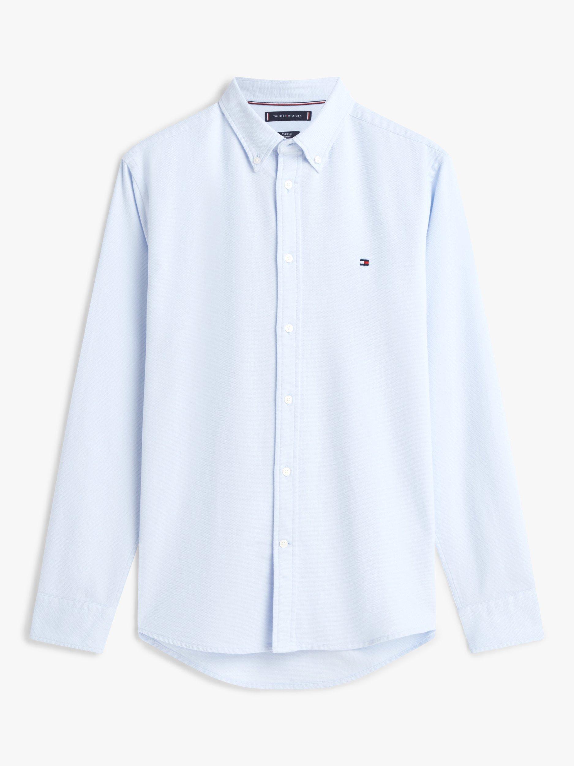Product image 5 of 5, which shows Tommy Hilfiger Flex Dobby Cotton Slim Fit Logo Shirt, Sweet Blue, XS