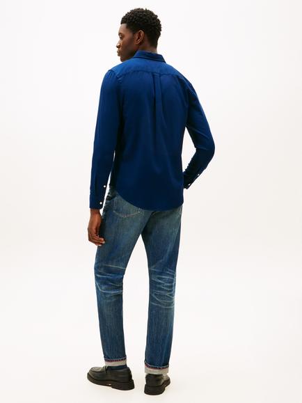 Tommy Hilfiger Flex Dobby Cotton Slim Fit Logo Shirt - view 2, Carbon Navy