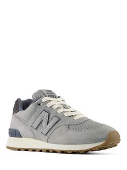 New Balance 574 Trainers, Grey/Navy - view 2, Grey/Navy