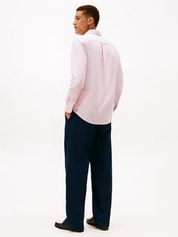 Tommy Hilfiger Cotton Regular Fit Stripe Heritage Oxford Shirt, Medium Red/White - view 2, Medium Red/White