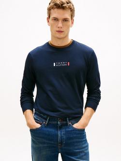 Tommy Hilfiger Brand Love Cotton Regular Fit Long Sleeve Logo T-Shirt, Desert Sky