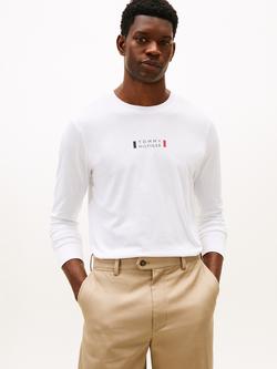 Tommy Hilfiger Brand Love Cotton Regular Fit Long Sleeve Logo T-Shirt, White