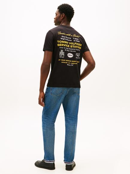 Tommy Hilfiger Cotton Regular Fit Service Station Graphic T-Shirt, Black - view 2, Black