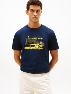 Tommy Hilfiger Cotton Regular Fit Big Cur Graphic T-Shirt, Dark Night Navy
