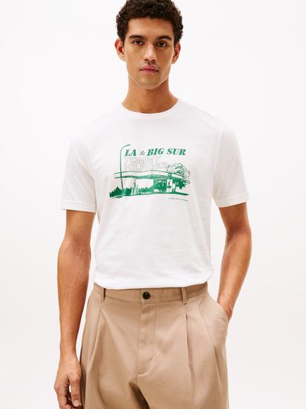 Tommy Hilfiger Cotton Regular Fit Big Cur Graphic T-Shirt, Ecru