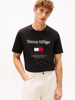 Tommy Hilfiger Cotton Regular Fit Embroidered Logo T-Shirt, Black