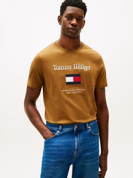 Tommy Hilfiger Cotton Regular Fit Embroidered Logo T-Shirt, Highland Khaki
