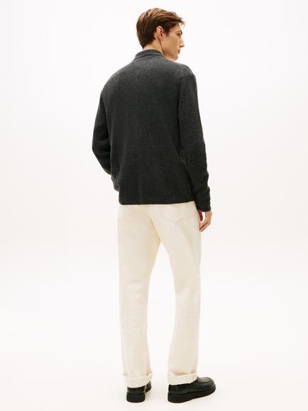 Tommy Hilfiger Cotton Blend Fisherman Rib Knit Coach Jacket, Dark Grey Heather - view 2, Dark Grey Heather