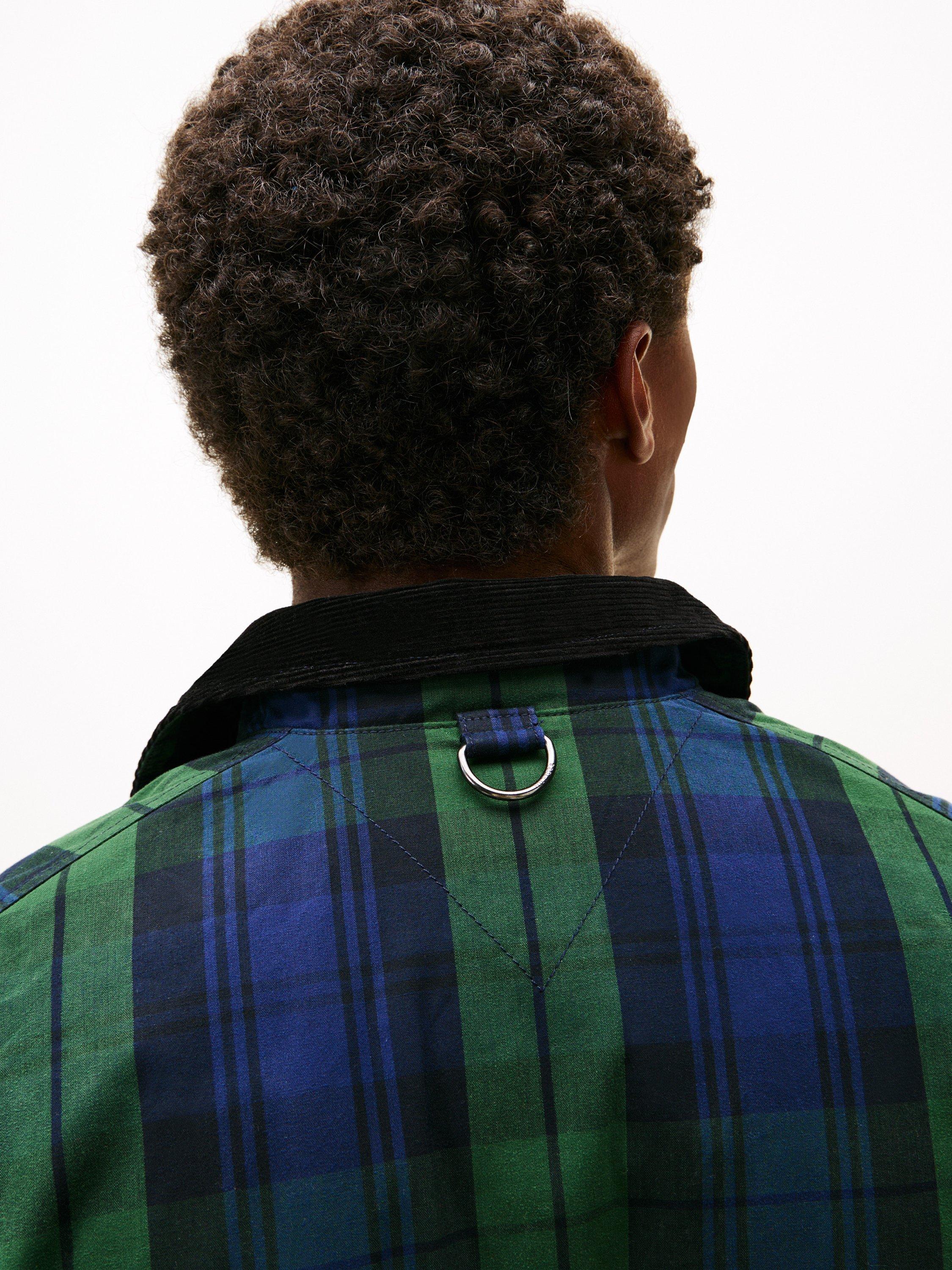 Product image 4 of 5, which shows Tommy Hilfiger Long Check Wax Barn Jacket, Blackwatch/Multi, XS