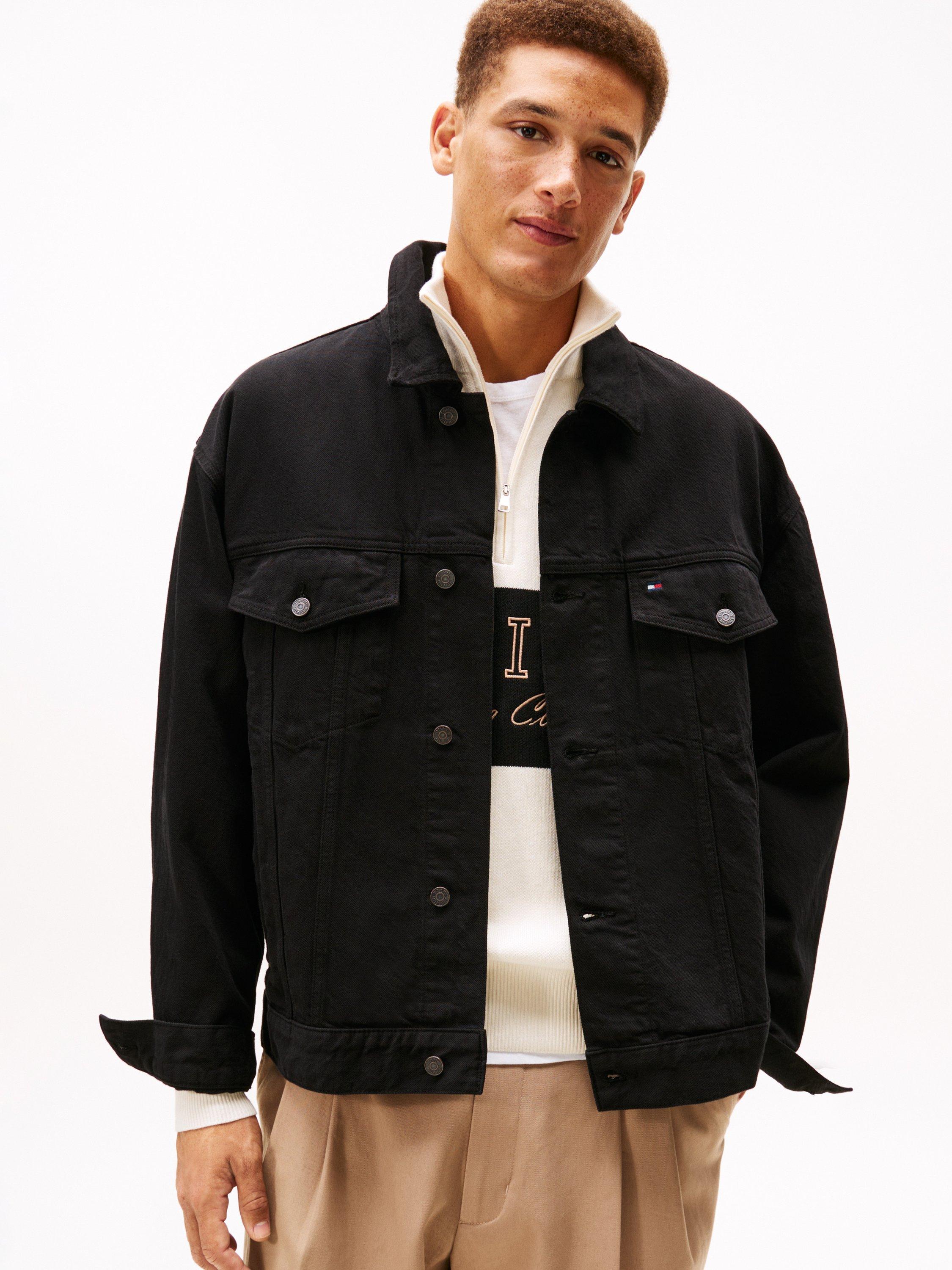 Product image 1 of 6, which shows Tommy Hilfiger Denim Trucker Jacket, Black, S