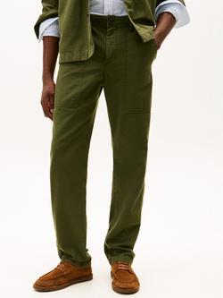 Tommy Hilfiger Mercer Garment-Dyed Slub Cotton Trousers, Arctic Spruce, Arctic Spruce