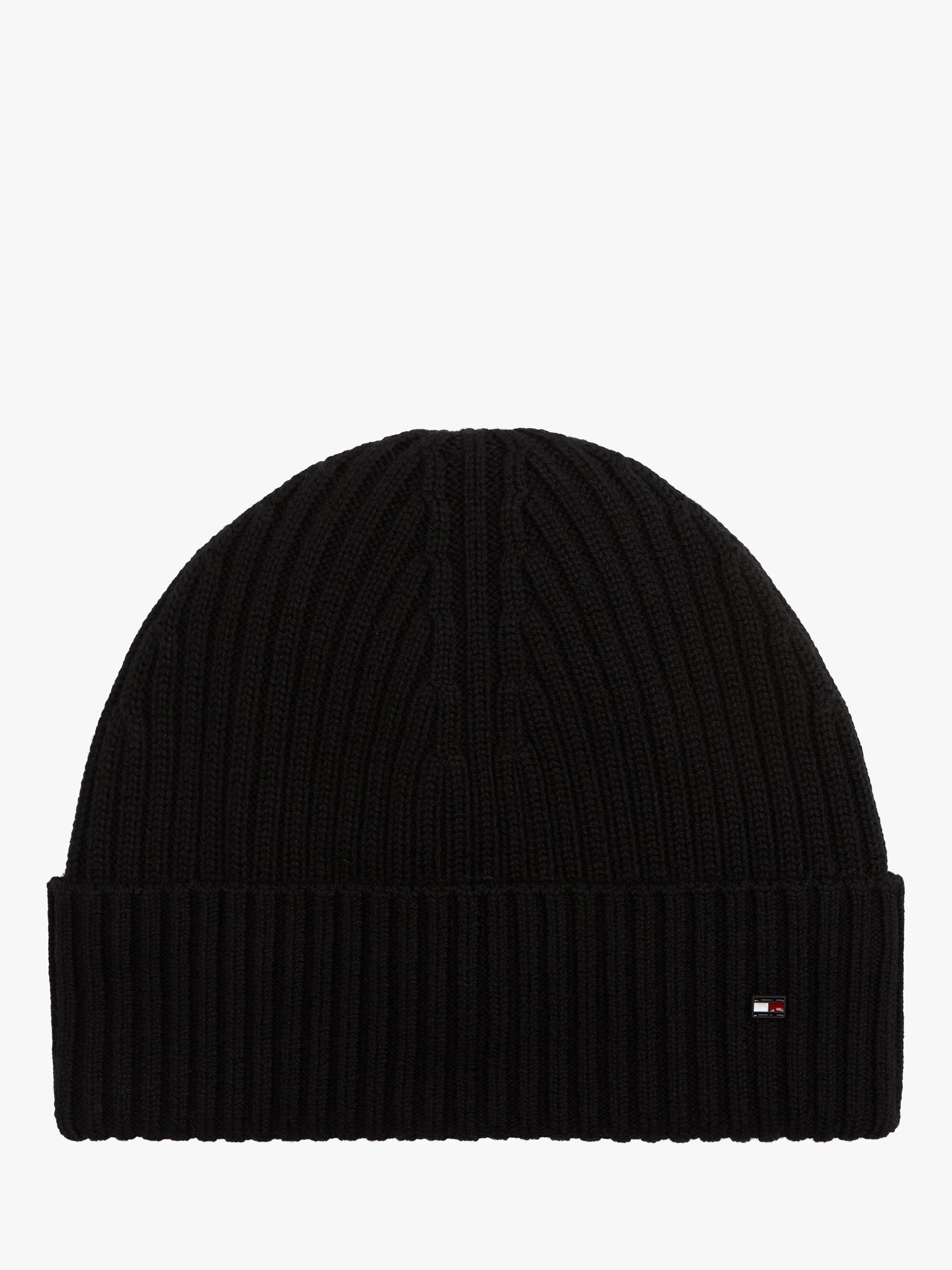 Product image 1 of 4, which shows Tommy Hilfiger Wool Flag Beanie, Black, One Size
