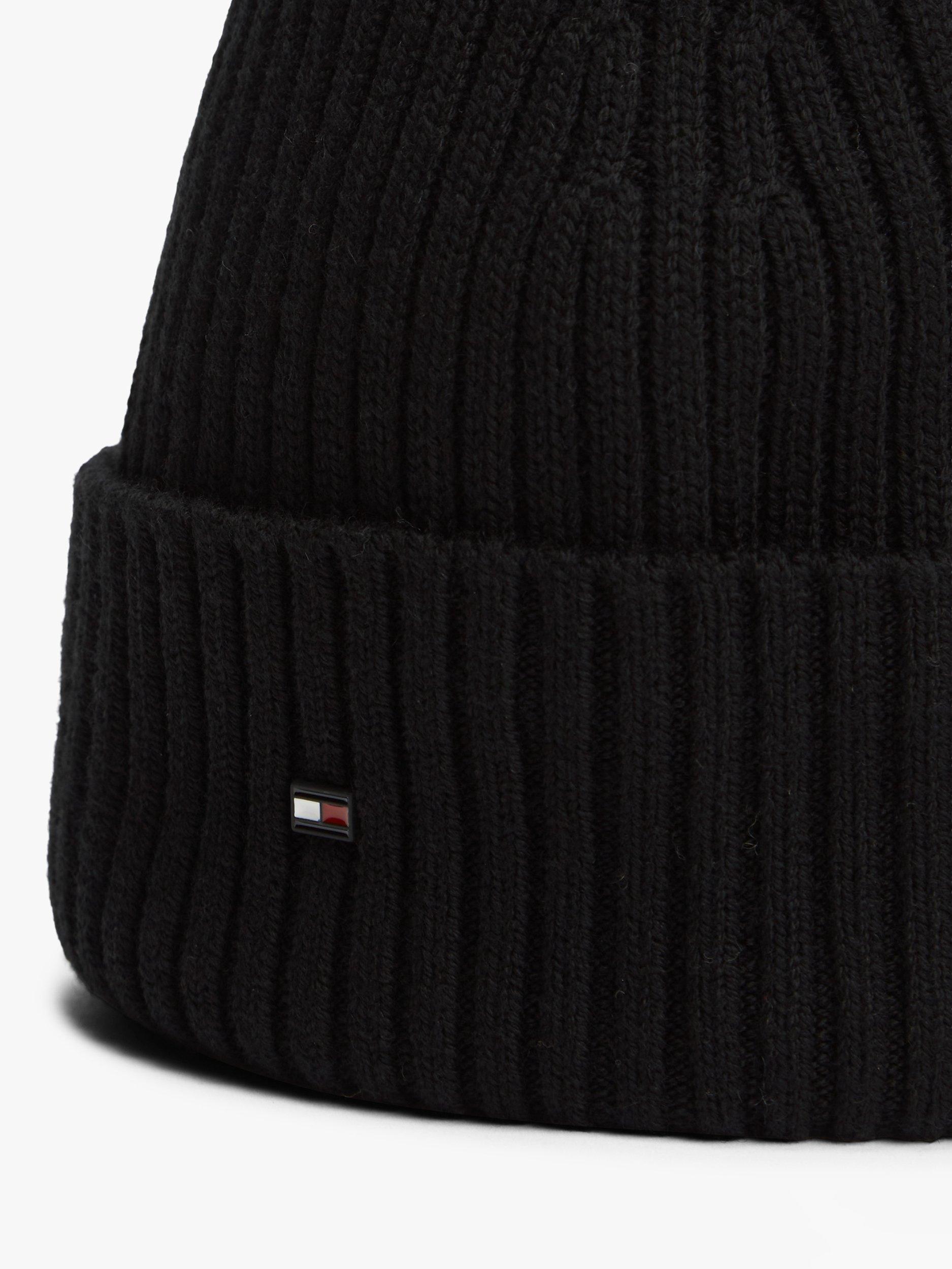 Product image 4 of 4, which shows Tommy Hilfiger Wool Flag Beanie, Black, One Size