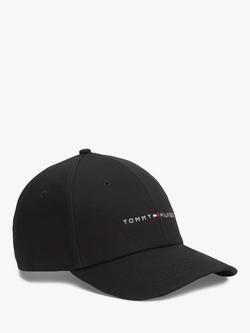 Tommy Hilfiger Embroidered Logo Six-Panel Baseball Cap, Black, Black