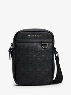 Tommy Hilfiger Modern Repeat Flag Crossbody Reporter Bag, Black, Black