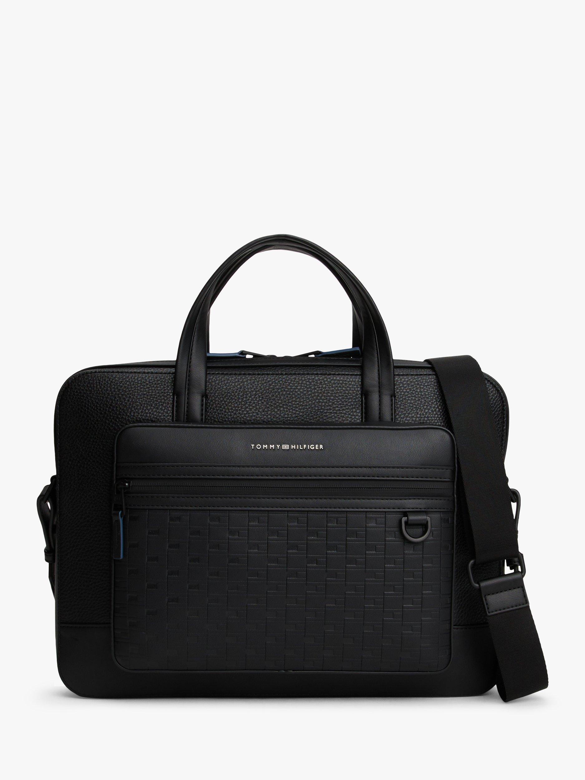 Product image 1 of 7, which shows Tommy Hilfiger Modern Repeat Flag Laptop Bag , Black, One Size