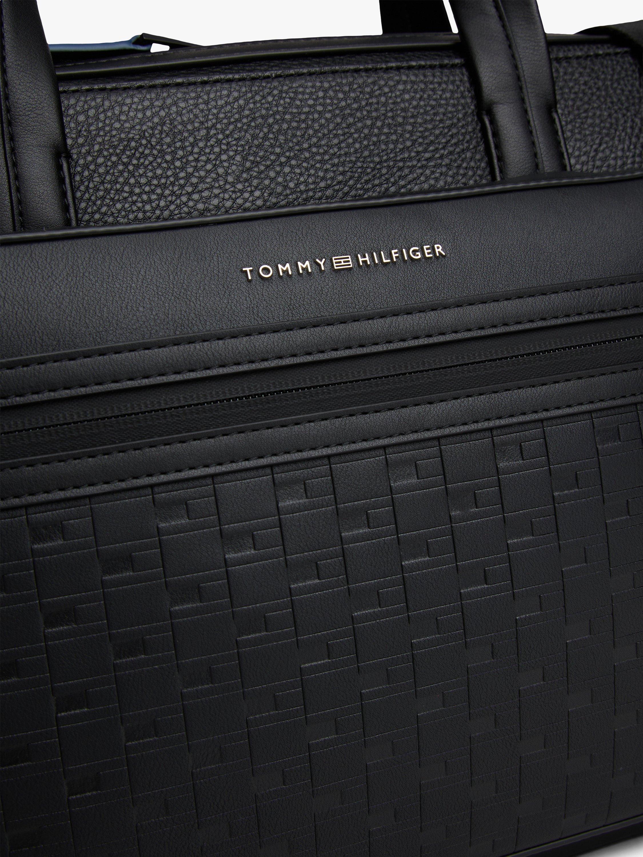 Product image 4 of 7, which shows Tommy Hilfiger Modern Repeat Flag Laptop Bag , Black, One Size