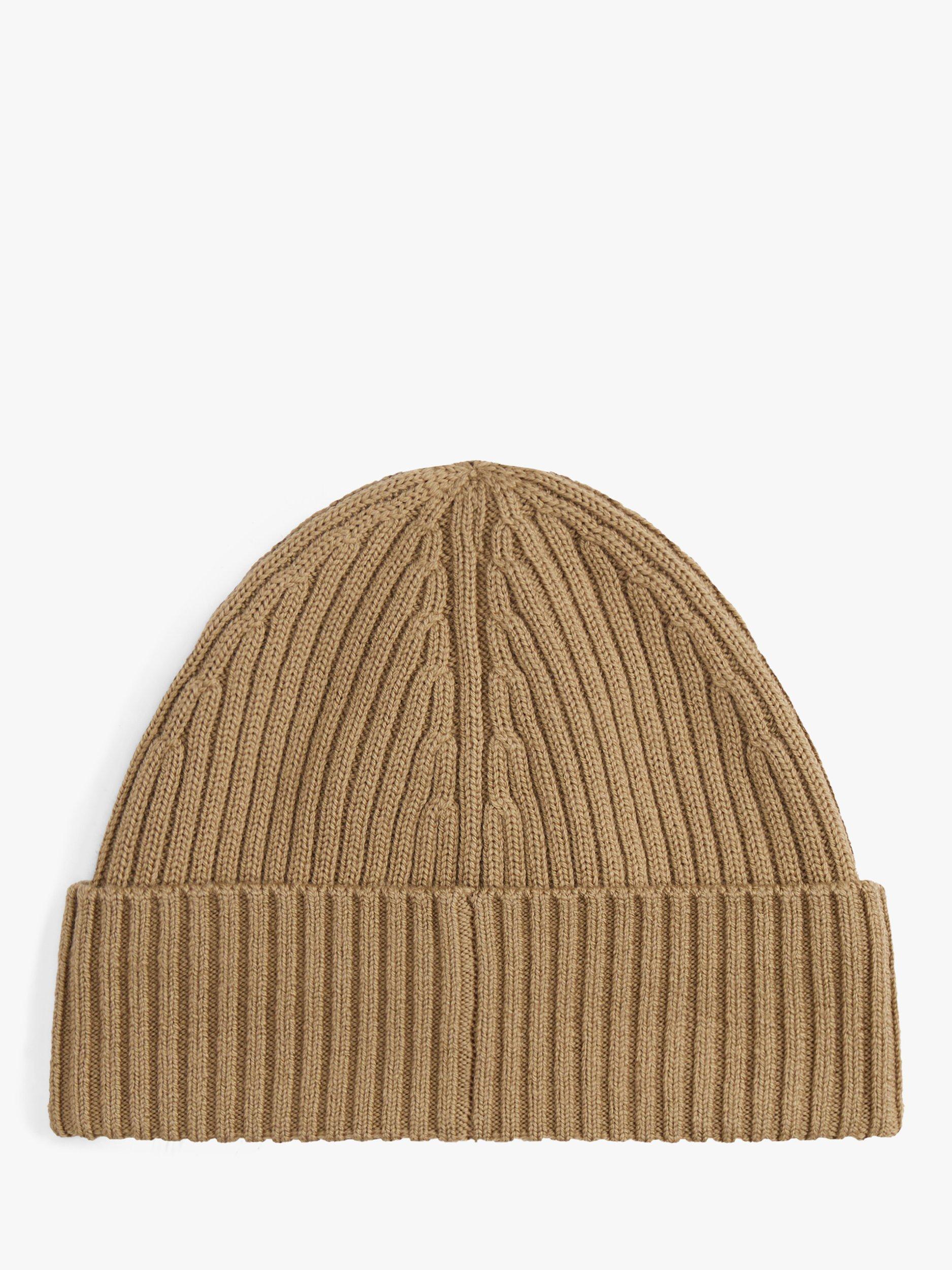 Product image 4 of 4, which shows Tommy Hilfiger Wool Flag Beanie, Driftwood Taupe, One Size