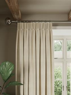 John Lewis Pure Cotton Herringbone Pair Lined Pencil Pleat Curtains, Parchment