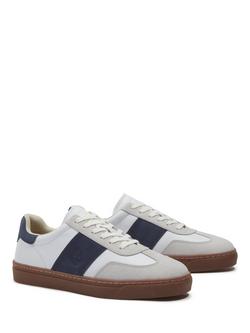 Timberland Lisbon St Leather Lace Up Trainers, White/Navy - view 2, White/Navy