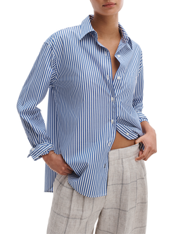 rag & bone Connie Stripe Long Sleeve Shirt, Blue/White, Blue/White