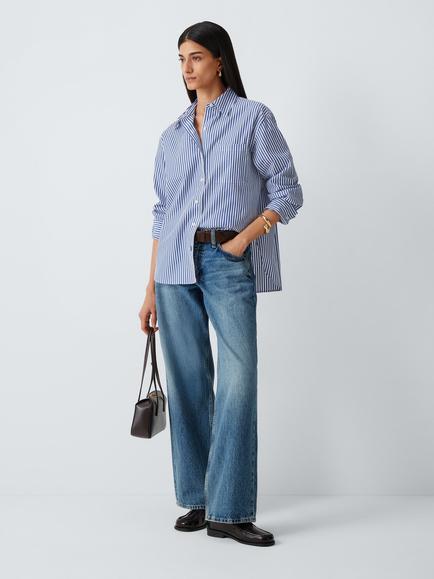rag & bone Connie Stripe Long Sleeve Shirt, Blue/White - view 2, Blue/White