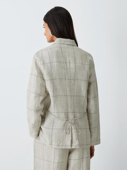 rag & bone Check Pure Linen Blazer, Beige - view 2, Beige