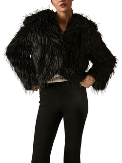 James Lakeland Shaggy Faux Fur Jacket, Black, Black