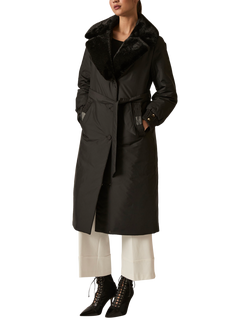 James Lakeland Padded Faux Fur Coat, Black, Black