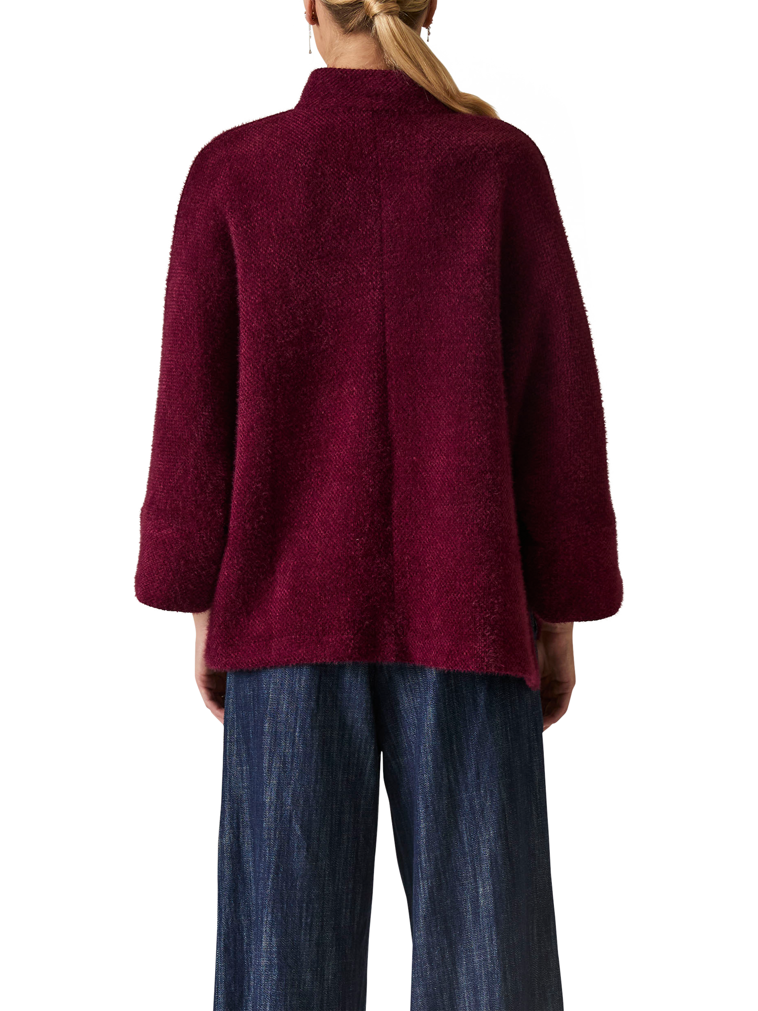 Product image 2 of 6, which shows James Lakeland Textured Batwing Jacket, Burgundy, 8