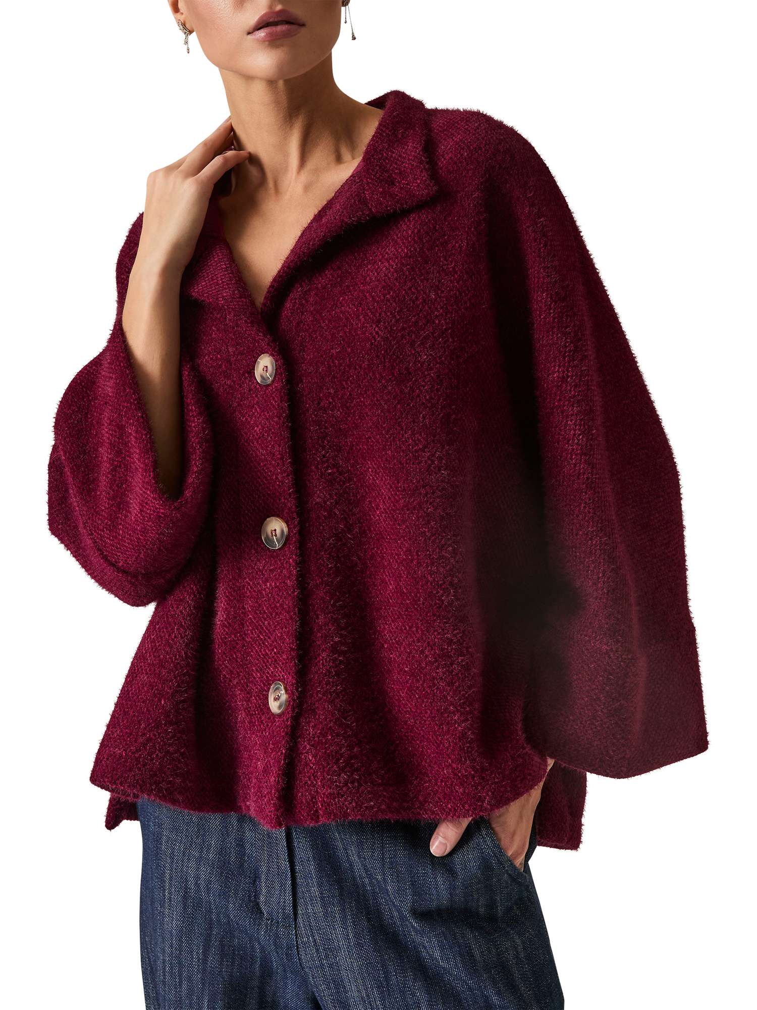 Product image 5 of 6, which shows James Lakeland Textured Batwing Jacket, Burgundy, 8