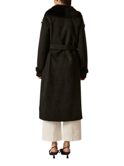 James Lakeland Faux Fur Collar Double Breasted Coat - view 2, Black