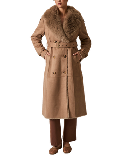 James Lakeland Faux Fur Collar Coat, Taupe, Taupe