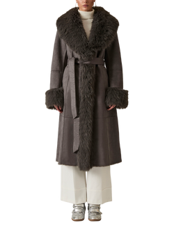 James Lakeland Faux Fur Trim Coat, Grey, Grey