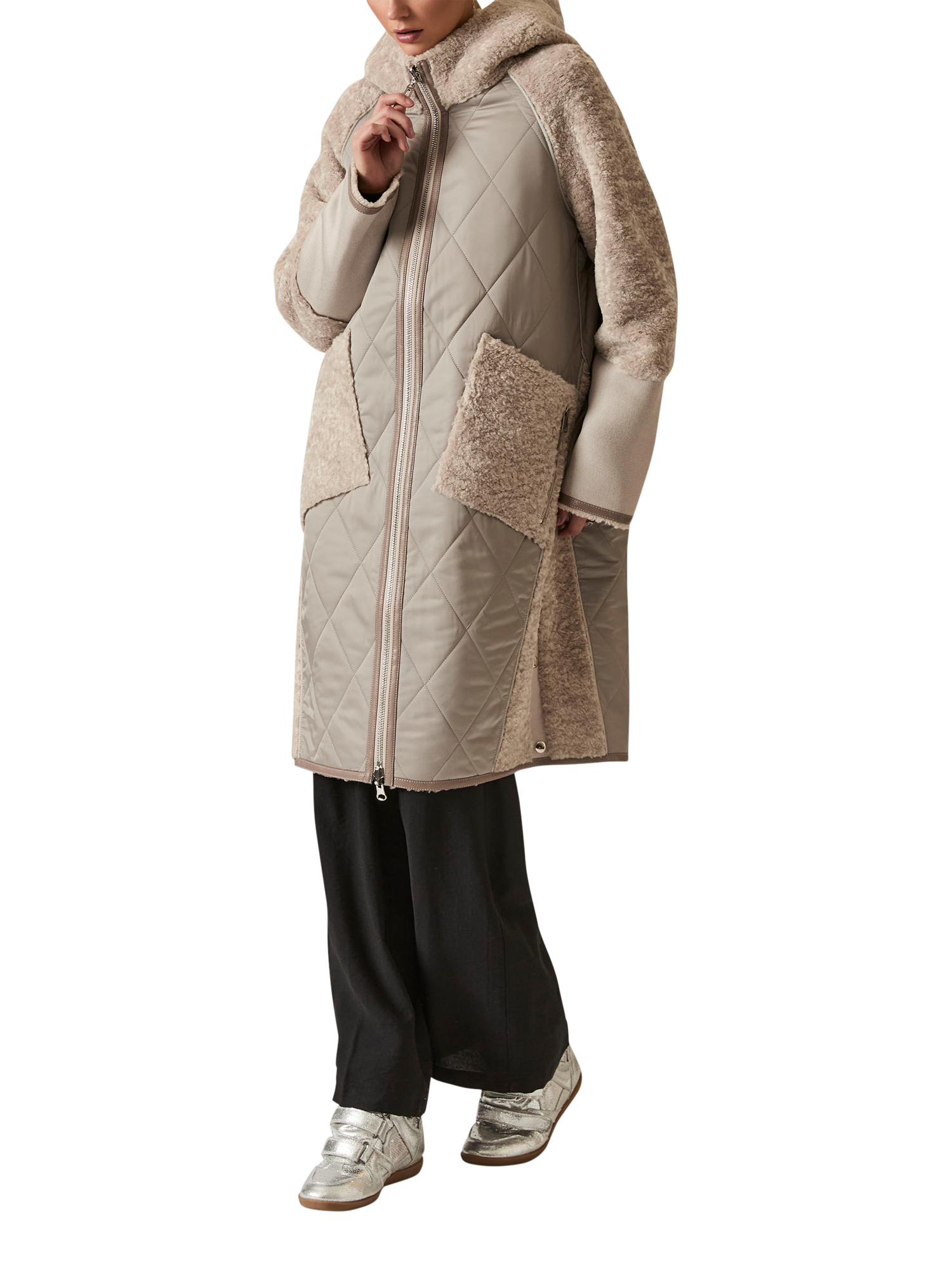 Product image 1 of 8, which shows James Lakeland Reversible Quilted Coat, Grey, 8